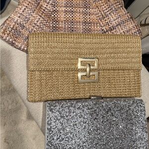 BUNDLE! Three Clutches: Lauren Merkin, Gold Woven, Silver Sparkle